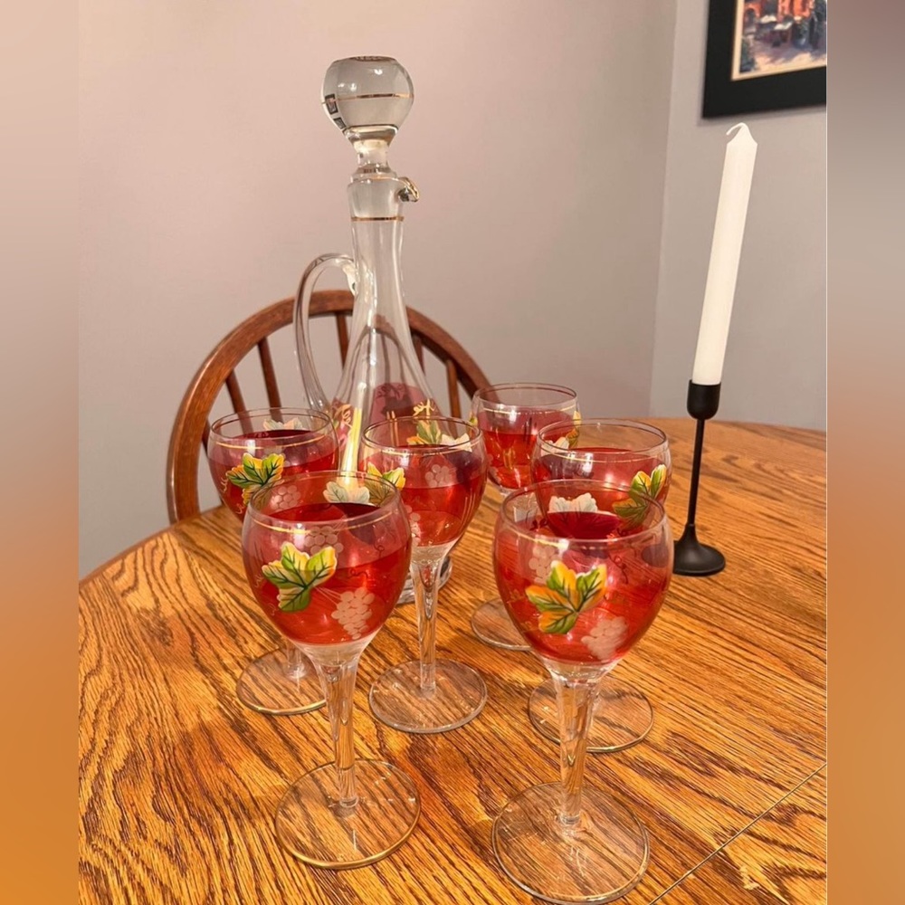 Vintage Romania Cranberry Wine Glasses